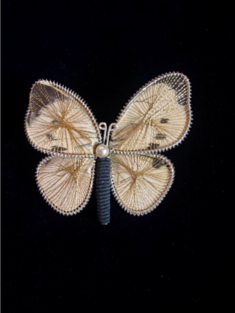 Vintage Butterfly Brooch Handmade - West Germany 1960s - 1970s - Picture 3 of 10